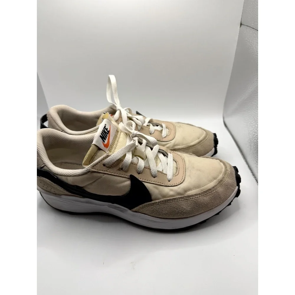 Nike Waffle Debut DH9523-102 Womens 11 Sneaker Sanddrift Black‎ Leather Shoes